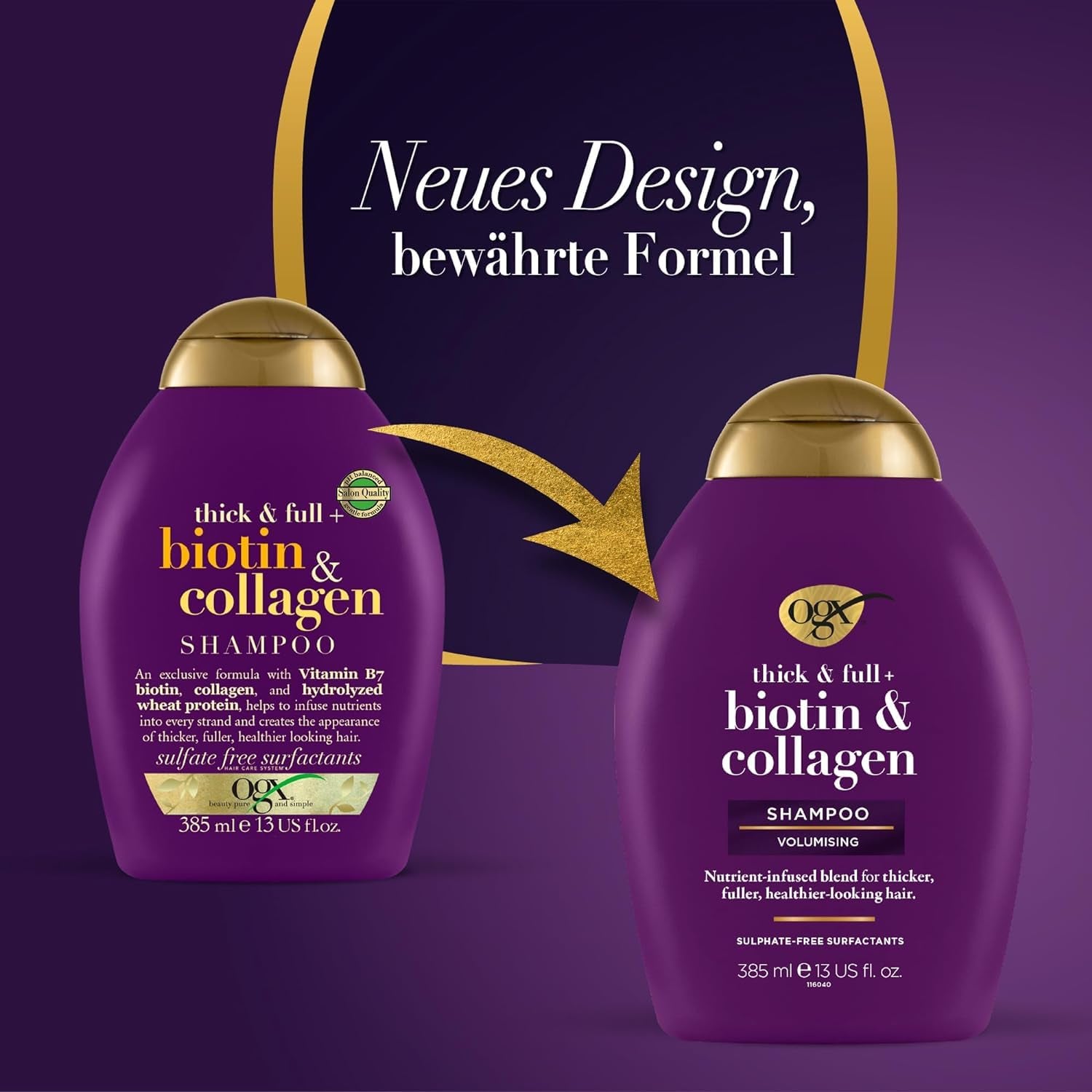 OGX Biotin & Collagen Shampoo (385 ml), Haarstärkendes Shampoo für feines und dünnes Haar OGX Dusche und Bad