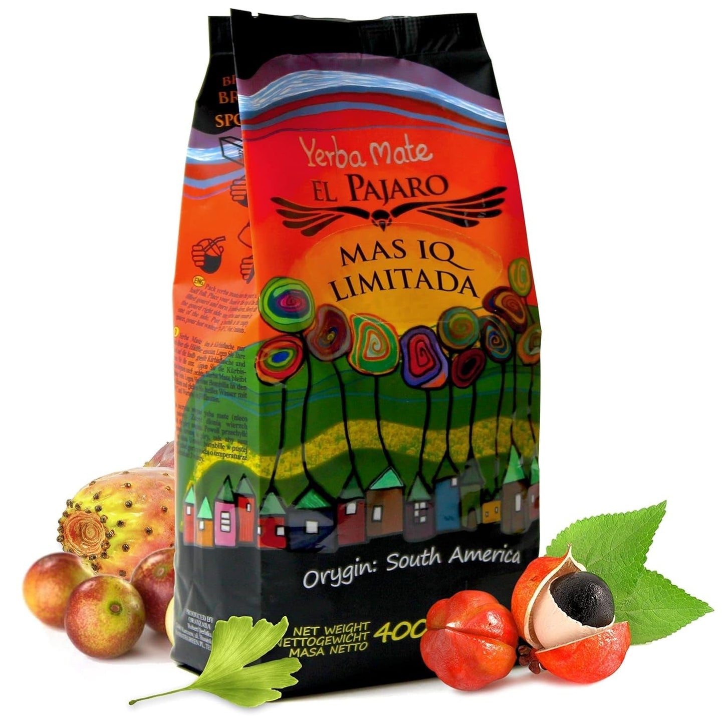 El Pajaro Mas IQ Limited 400 g | Starker paraguayischer Mate-Tee | Mit Blättern, Zweigen und Staub | Mit Ginkgo Biloba, Guarana, Camu Camu, Bacopa Monnieri, Kaktus