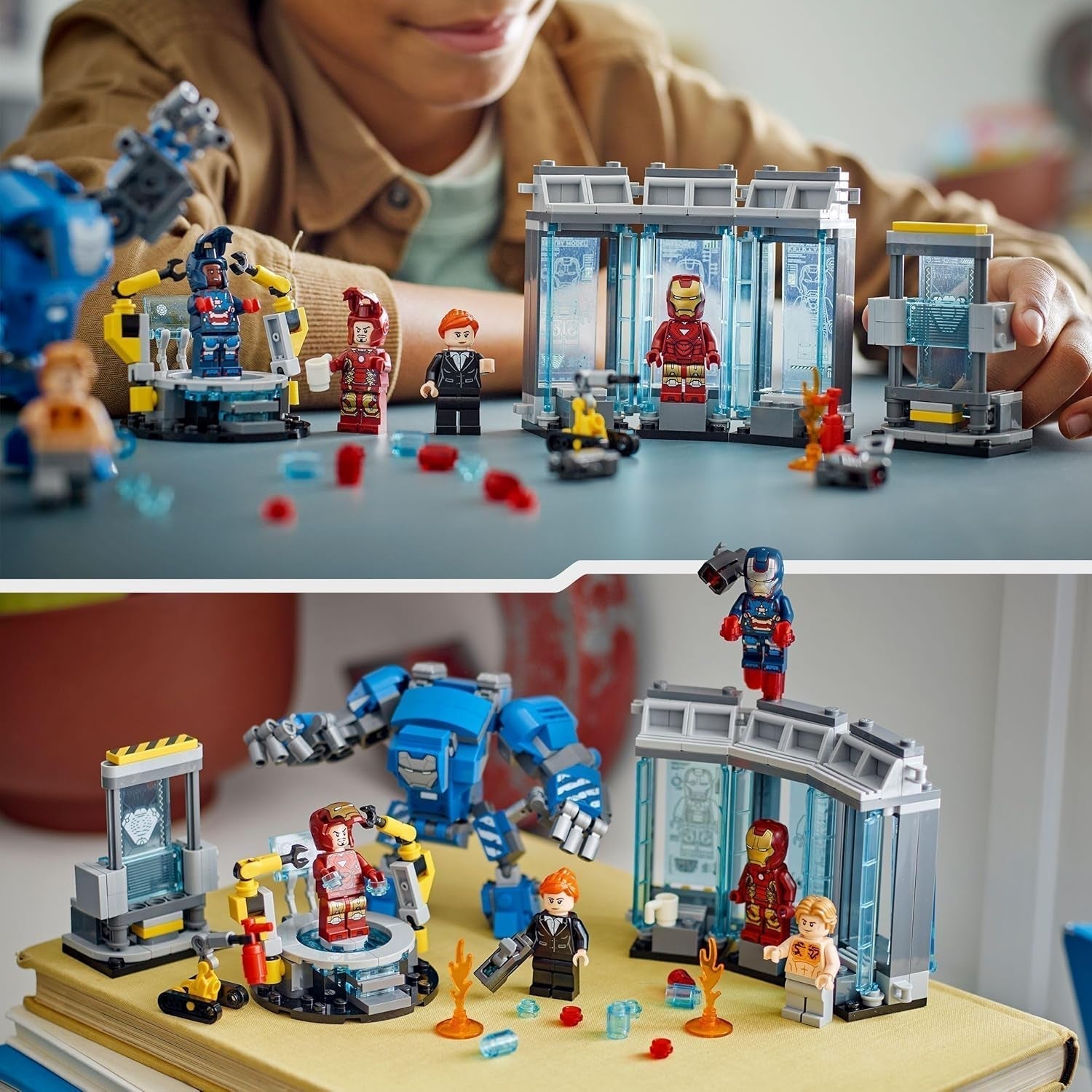 LEGO Marvel Iron Man's Laboratory: Hall of Armor – Superhelden-Spielzeug mit einer Mech-Figur, 5 Minifiguren, darunter Aldrich Killian – Avengers-Geschenk für Jungen und Mädchen ab 8 Jahren. 76315 Bausets. Beuche the LEGO-Store
