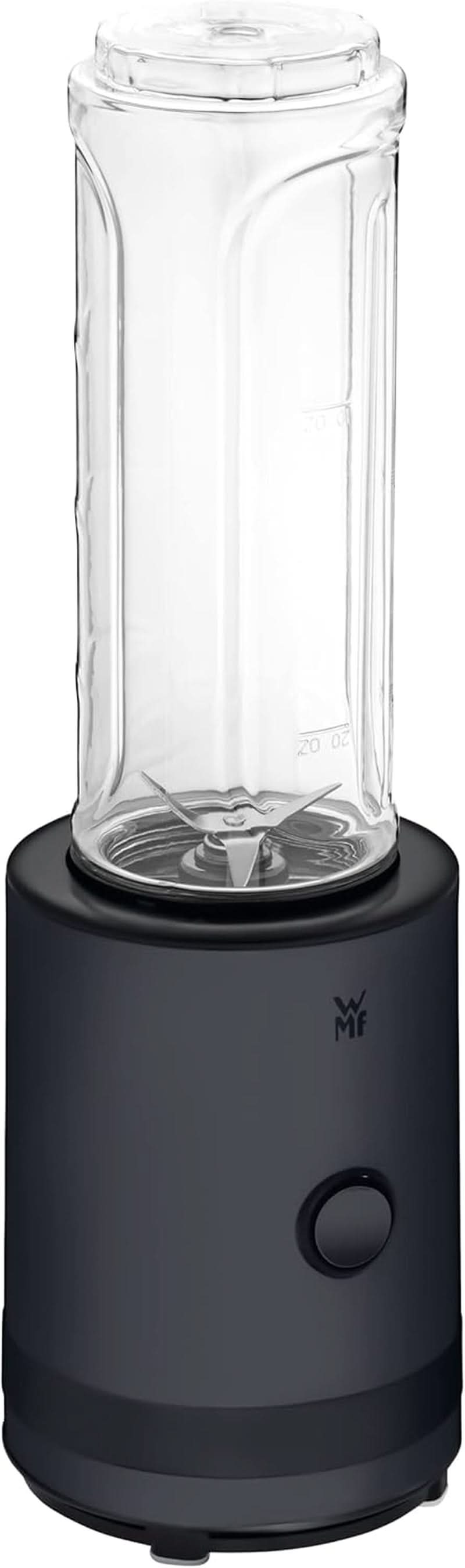WMF Küchenminis Smoothie-To-Go, Mini Standmixer Mit Zwei Mix-/Trinkbehältern 0,6L, Mixer Hochleistungsmixer 300 W, Edelstahl Matt, Schwarz Kitchen Naty Shop Deep Black