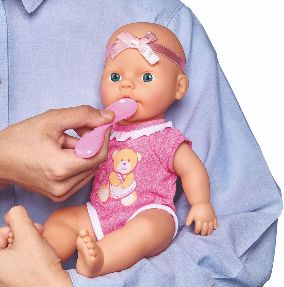 Simba 105030069 – Neugeborene Puppe, Trink- und Trinkpuppe aus Vollvinyl mit Geburtsurkunde und Zubehör, 4 Teile, 30 cm, Babypuppe, ab 3 Jahren