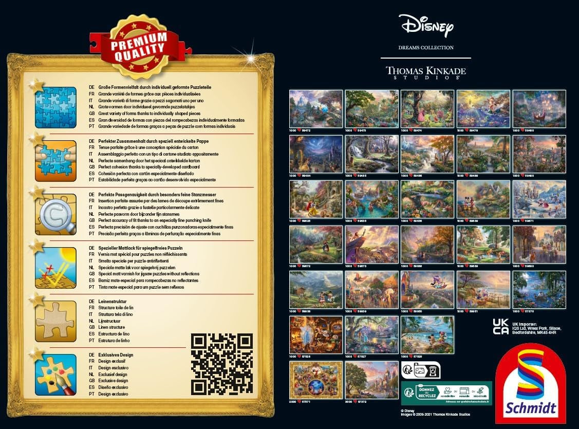 Schmidt Spiele Puzzle 59475 - Thomas Kinkade, Disney Die Schöne und das Biest, Puzzle 1.000 Teile [Exklusiv bei Amazon] Puzzle Naty Shop