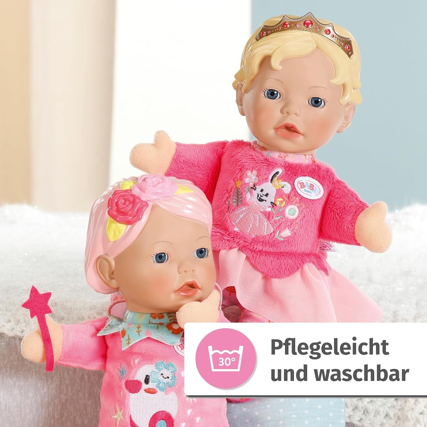 BABY born for Babies Fee Weichkörperpuppe mit Fingertaschen in den Armen 26cm hohe Handpuppe 834695 Zapf Creation