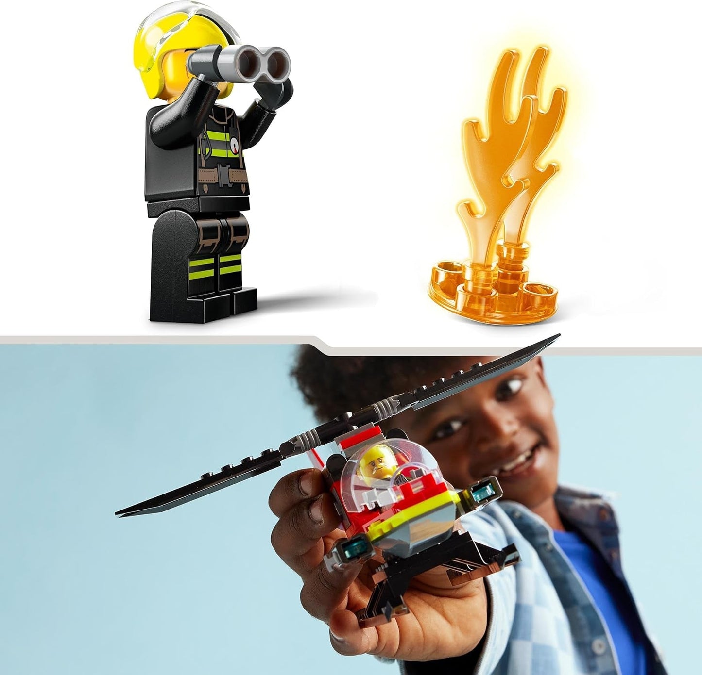 LEGO City Feuerwehrhubschrauber, Hubschrauberspielzeug und Pilotenfigurenset, Feuerwehrhubschrauber für ein fantasievolles Spielerlebnis, Geschenk für Kinder, Jungen und Mädchen ab 5 Jahren 60411 Bausets Besuchen Sie den LEGO-Store