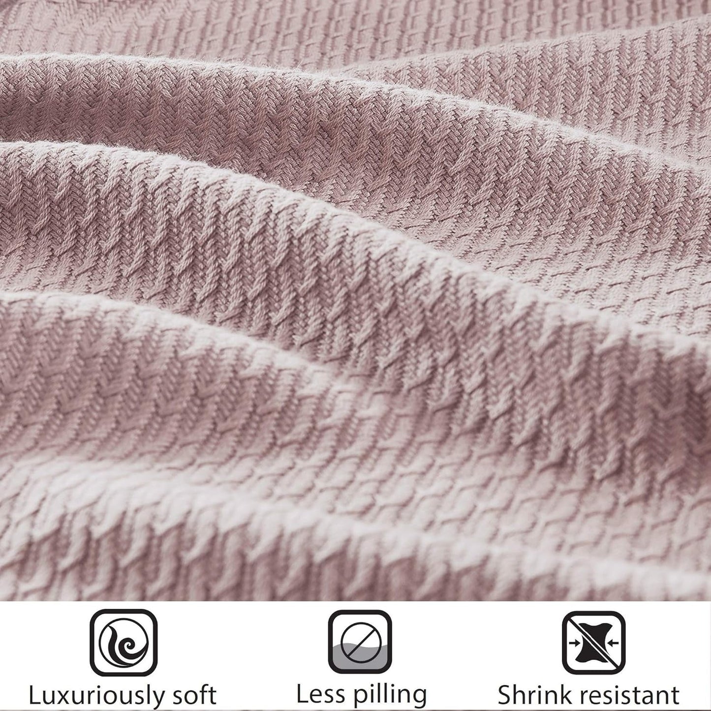 Madison Park, 100 % ägyptische Baumwolle, atmungsaktive Bettdecke, Premium-Strick, Luxus-Saison, leichter Bezug für Bett, Sofa und Couch, Doppelbett/Queensize-Bett, Rosa, Naty Shop Bettdecken und Steppdecken