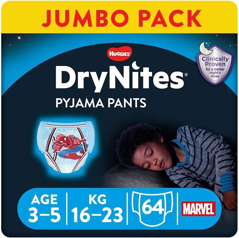 HUGGIES Drynites Nachtwindeln, für Jungen 4-7 Jahre (17-30 kg), 30 Stück Naty Shop 64 Stück 64 Stück