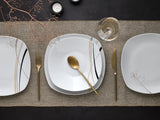 CreaTable 24029 Square City Line Serie 6-Personen-Porzellan-Geschirrset, 12-teilig, spülmaschinen- und mikrowellengeeignet, hochwertige Herstellung
