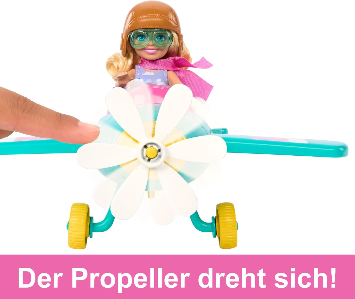 Chelsea Barbie-Puppenflugzeug und Spielset – Pilotenpuppe, Flugzeug, Welpen- und Märchenzubehör, Spinnräder und Blumenpropeller, ab 3 Jahren, HTK38