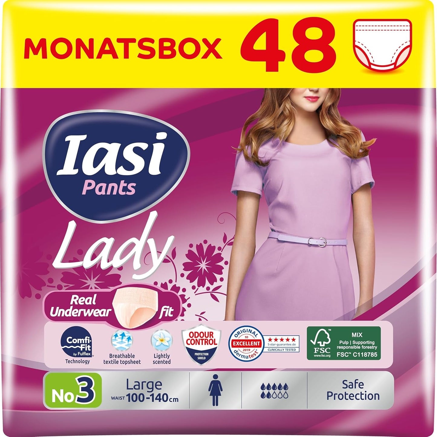 LADY Pants 48 Einweg-Harninkontinenzhosen Saugfähigkeit Plus Größe S für Damen 48 Stk