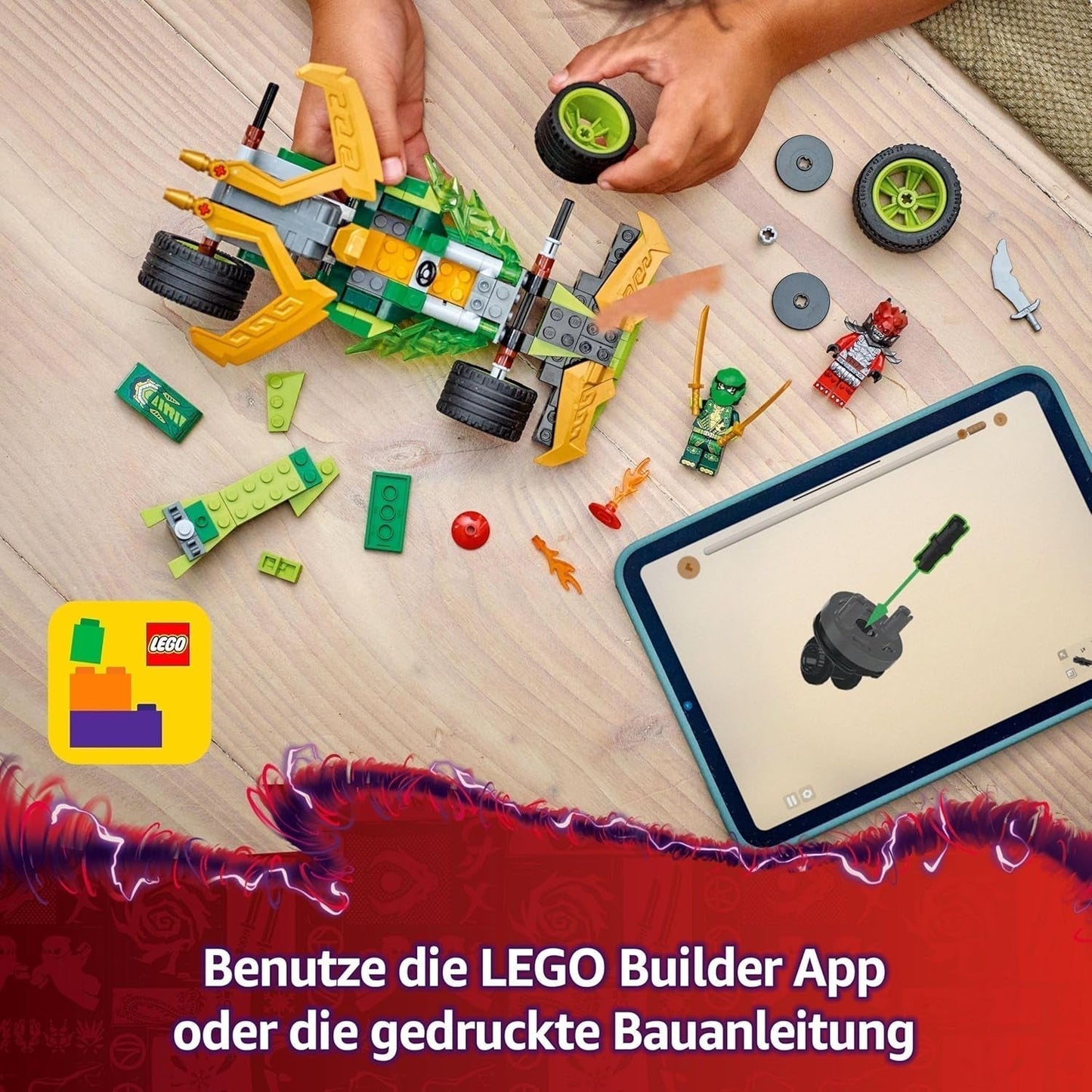 LEGO NINJAGO Lloyd's Action Speedster – Spielzeugbauauto mit 2 Minifiguren zum Rollenspiel, Bauspielzeugauto für Kinder – Geschenk für Jungen und Mädchen ab 7 Jahren 71828 Bausets Besuchen Sie den LEGO-Store