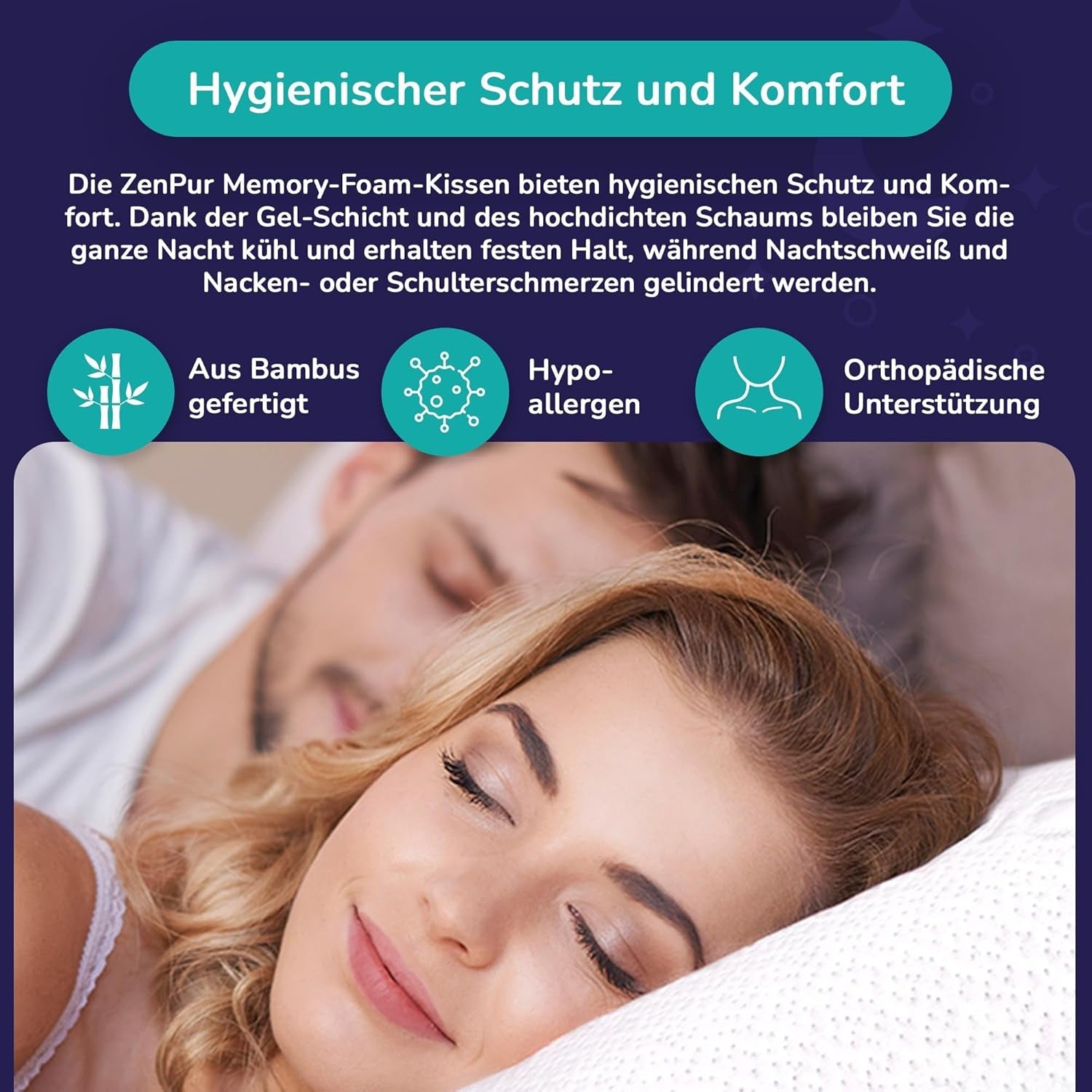 Set mit 2 Kissen zur Nackenstütze 40 x 60–13 cm – ergonomisches Schlafkissen für Nacken und Schultern, Öko-Tex-zertifiziert. Orthopädische Nackenkissen Naty Shop