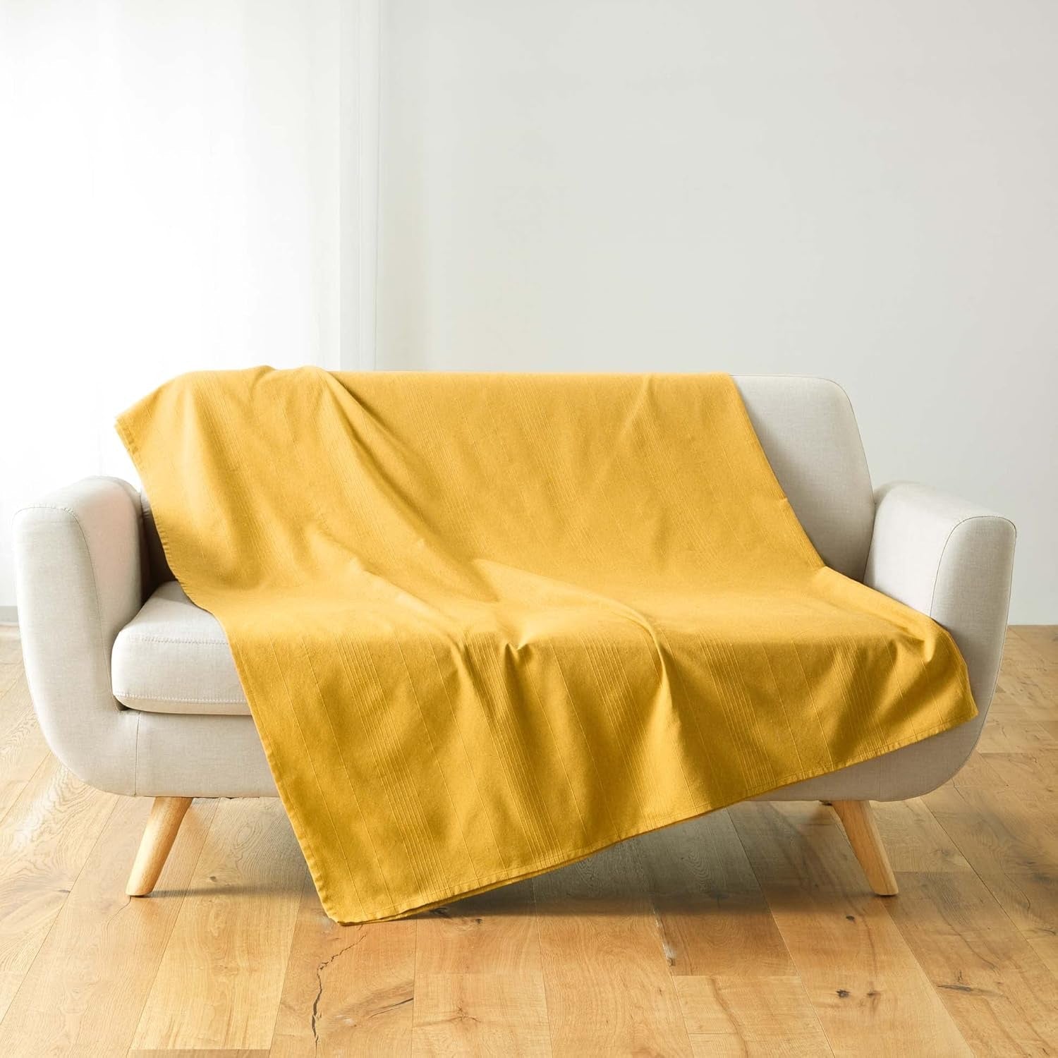 Douceur D'Intérieur, Decke (220 x 240 cm) Lucile Curry, Polycotton, einfarbige Betten und Decken Douceur d'Intérieur Curry 220 x 240 cm