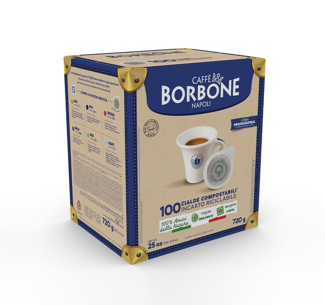Caffè Borbone Kompostierbare Kaffeepads, Gold-Kaffeemischung – 100 Pads – kompatibel mit ESE System Papier Pads 44 mm