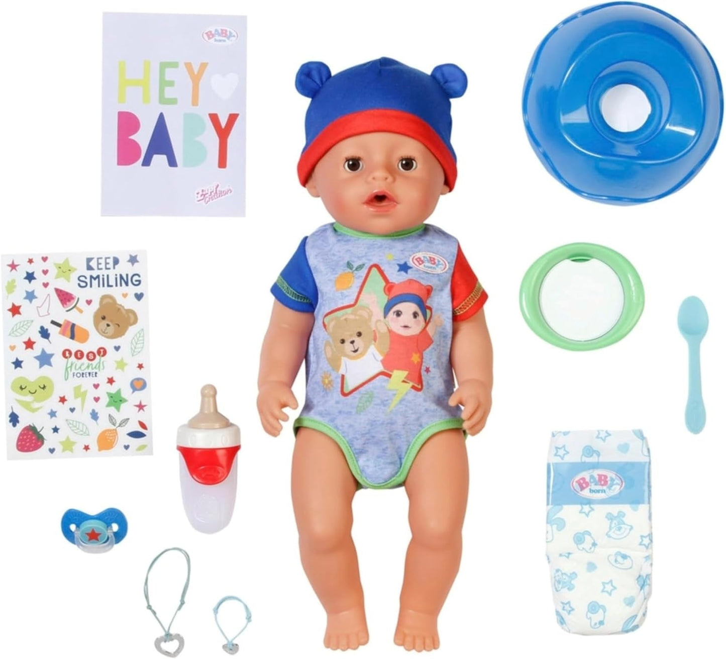 BABY Born Jonas – Babypuppe 43 cm – 10 Funktionen inklusive Zubehör und Matratze – Funktioniert komplett ohne Batterien – Geeignet für Kinder ab 3 Jahren