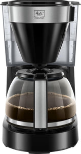 Melitta Easy Top – Espressomaschine mit Filter und Glaskaraffe, für bis zu 10 Kaffeetassen, Schwarz/Edelstahl