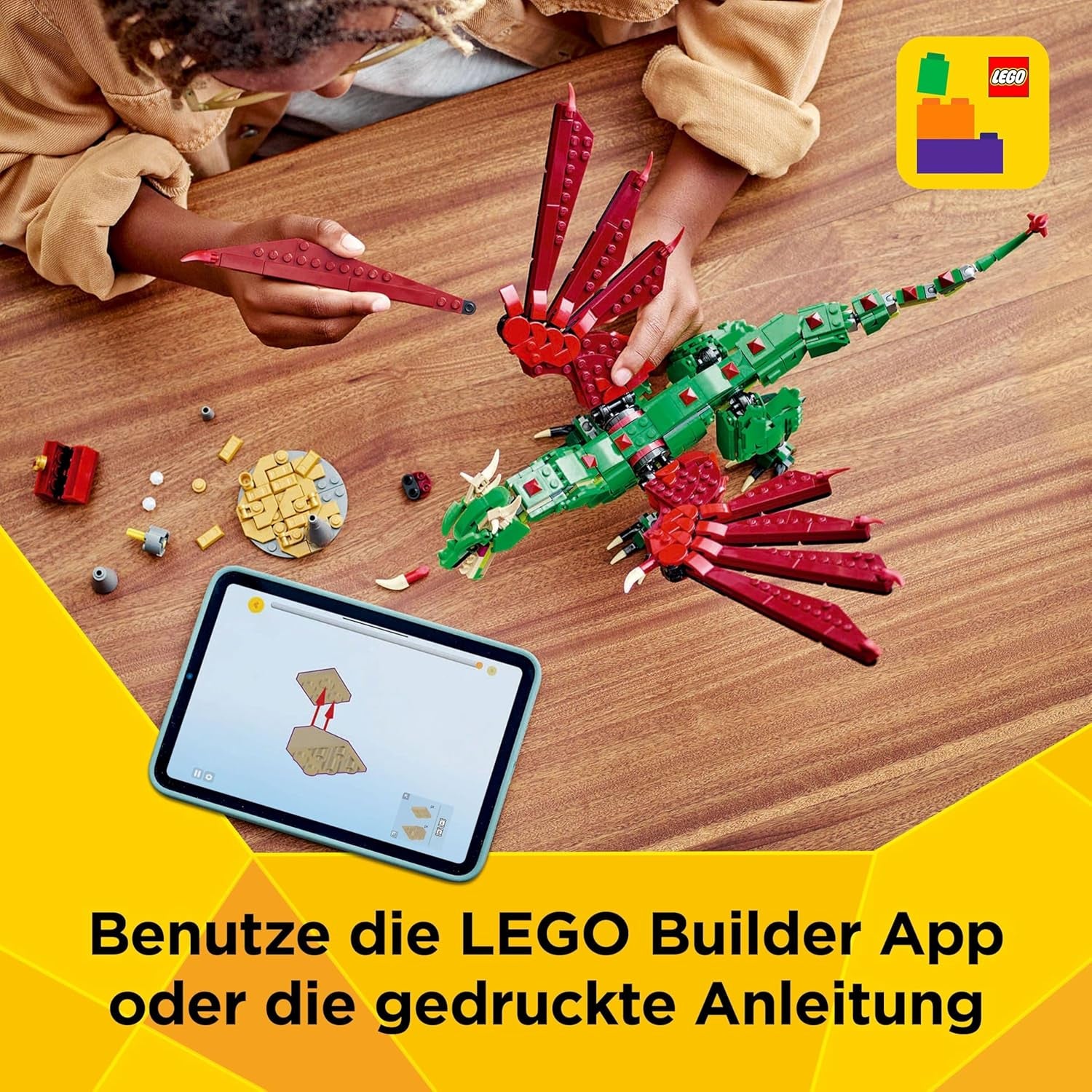 LEGO Creator 3In1 Grüner Drache – Spielzeug – Verwandelt sich in eine Seeschlange oder einen Phönix – Tierbauspielzeug für Kinder – Geschenk für Jungen und Mädchen ab 9 Jahren 31161 Bausets Besuchen Sie den LEGO-Store