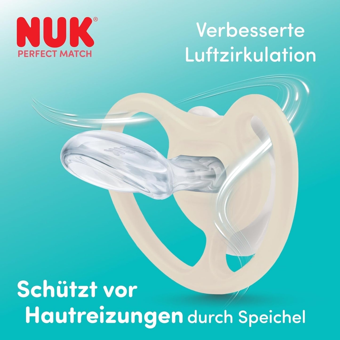 NUK Perfect Match Air Night Schnuller für Babys | 0-6 Monate | Im Dunkeln leuchtende Schnuller, die die Luftzirkulation fördern und das Sabbern verhindern | 95 % Akzeptanz bei Babys** | Löwe | 2 Stück