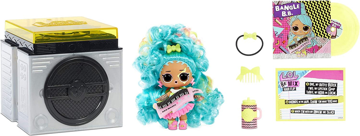 LOL. Überraschung! 566977E7C Remix-Haarwechselpuppen – Sammlerstück – 15 Überraschungen – Mit Haarkappe, Accessoires und Musik Naty Shop Remix-Haarwechselpuppen
