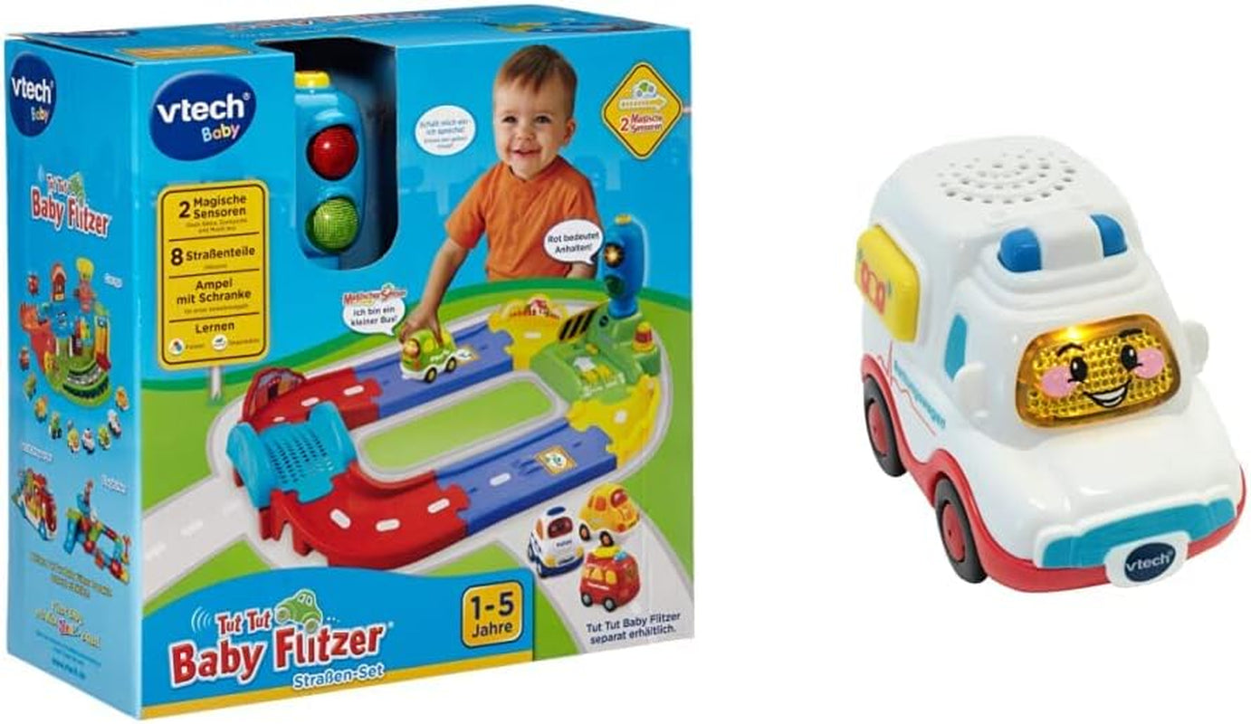 Baby 80-127804 – TUT TUT Baby Speedster – Straßenset & 80-517004 TUT TUT Baby Speedster Krankenwagen Kinderspielzeug, mehrfarbig Jucarii Bebe Naty Shop Standardtitel