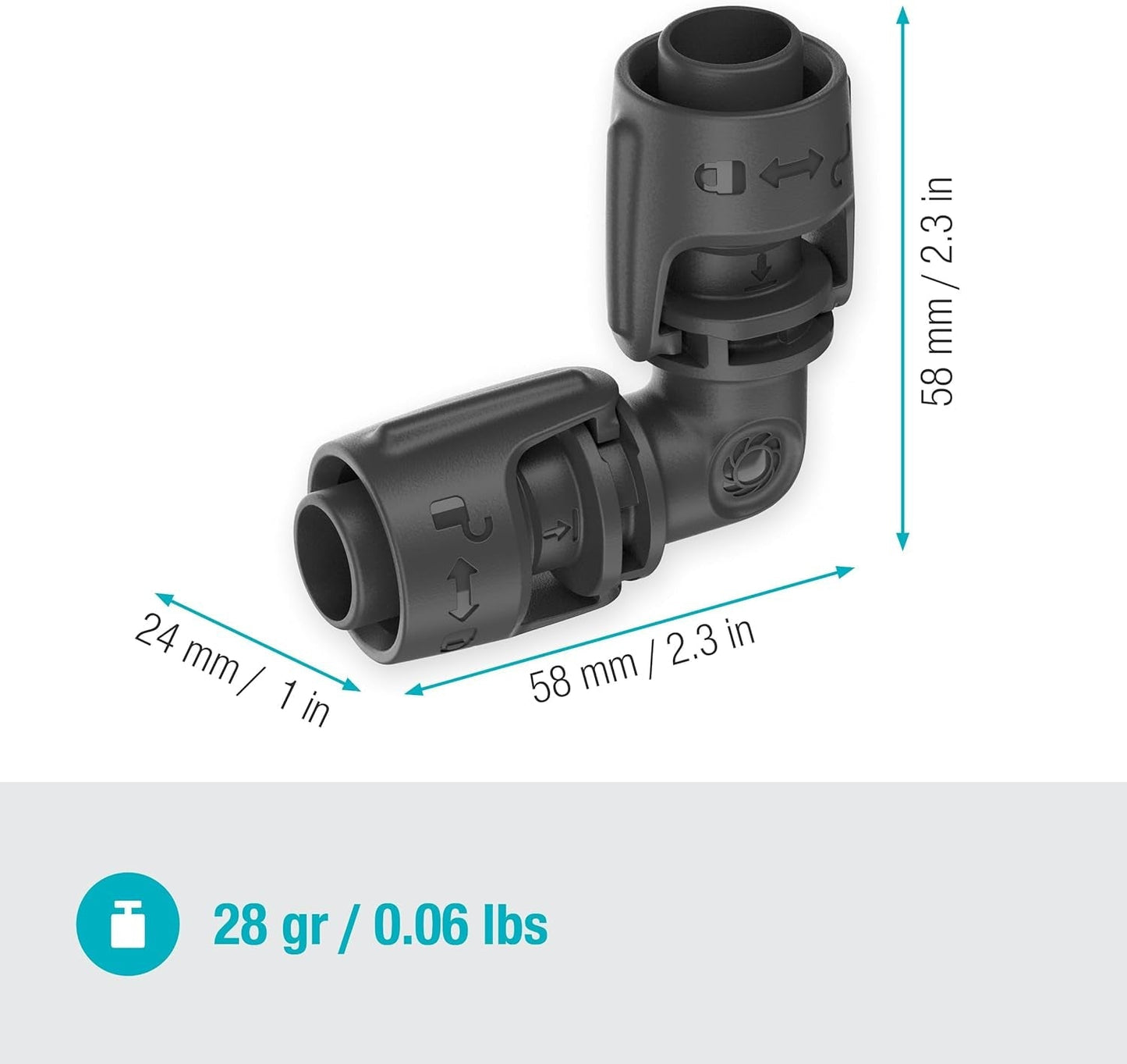 Gardena Micro-Drip Bewässerungssystem L-Stück 13mm (1/2"): Rohrverbinder zum Umkehren von 13mm Versorgungsrohren, werkzeuglose Montage, wiederverwendbar (13202-20)