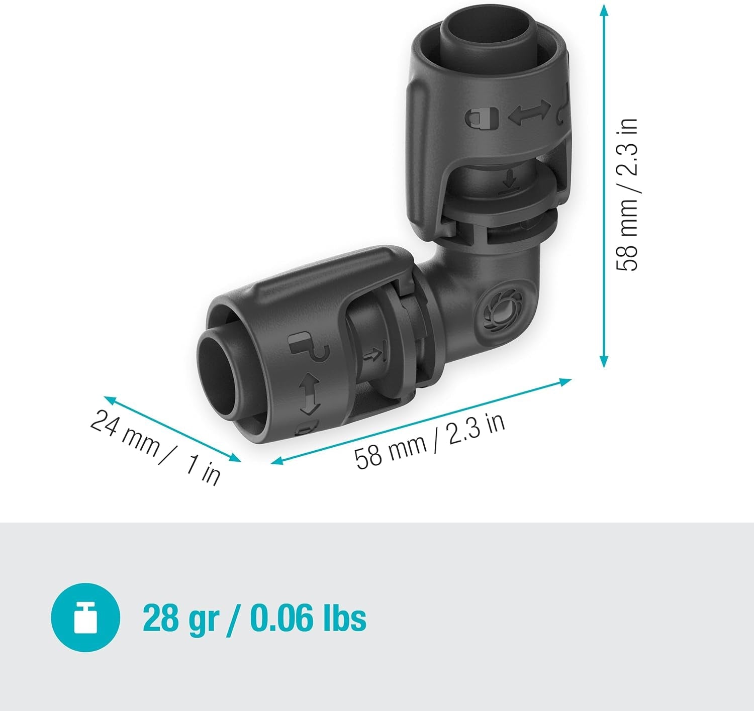 Gardena Micro-Drip Bewässerungssystem L-Stück 13mm (1/2"): Rohrverbinder zum Umkehren von 13mm Versorgungsrohren, werkzeuglose Montage, wiederverwendbar (13202-20)