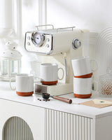 MALACASA Kaffeebecher-Set, 350 ml Steinzeugbecher-Set für 4 Personen, moderne Kaffeebecher für Tee, Saft, Latte, Cappuccino, heiße Schokolade. Spülmaschinen- und mikrowellengeeignet, TARA-Serie, Khakiweiß