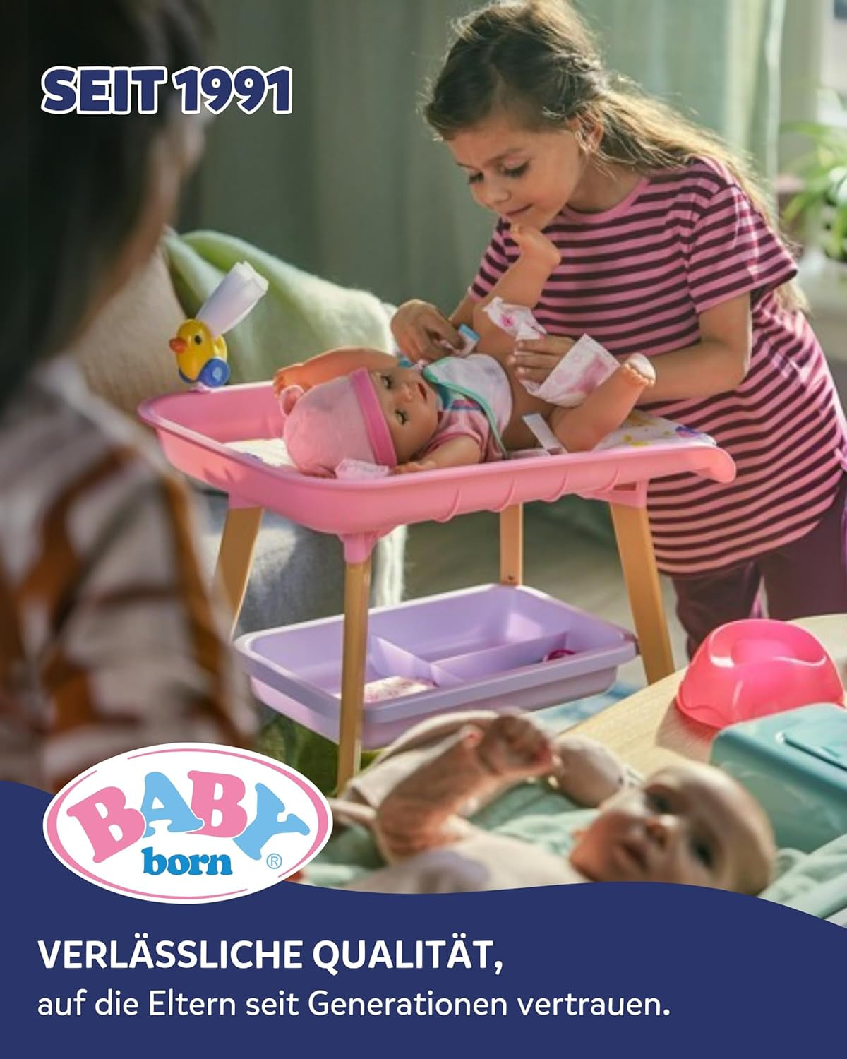 Baby Born Emma Puppe im Dschungel-Stil – 43 cm – 10 Funktionen inklusive Zubehör und Body in Unisex-Farben – Funktioniert ohne Batterien – Geeignet für Kinder ab 3 Jahren