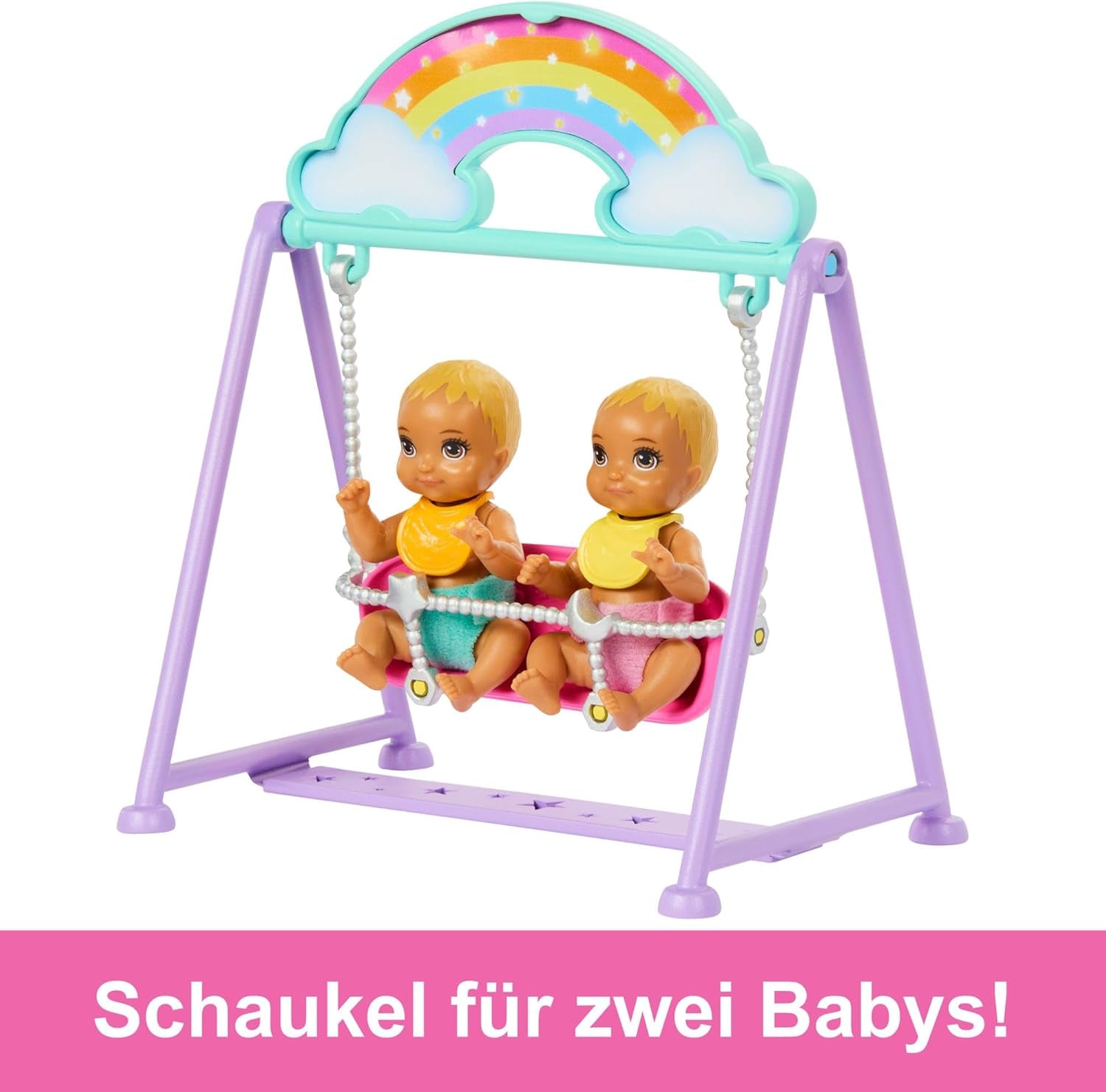 Barbie Skipper-Puppe und Kinderzimmer mit Zubehör, einschließlich Zwillingspuppen, 1 Kinderbett, 1 Schaukel, 1 Wippe und mehr, HXM99 Naty Shop Dolls