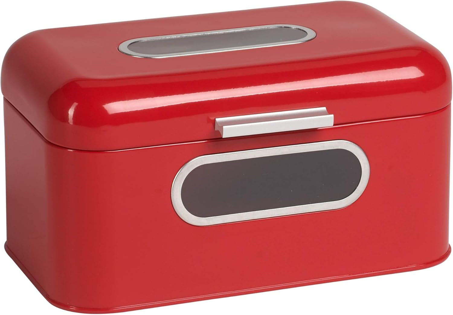 ECHTWERK Retro-Brotkorb aus Metall mit Sichtfenster und Deckel, Set mit 3 eleganten Aufbewahrungsboxen, 1,4 l Fassungsvermögen, rote Lebensmittelaufbewahrungsboxen Naty Shop Red S Single