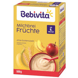 Milchbrei mit Früchten (4x500g), ab 5 Monaten, ohne Zuckerzusatz, mit wertvollen Mineralien und Vitaminen, sehr sättigend