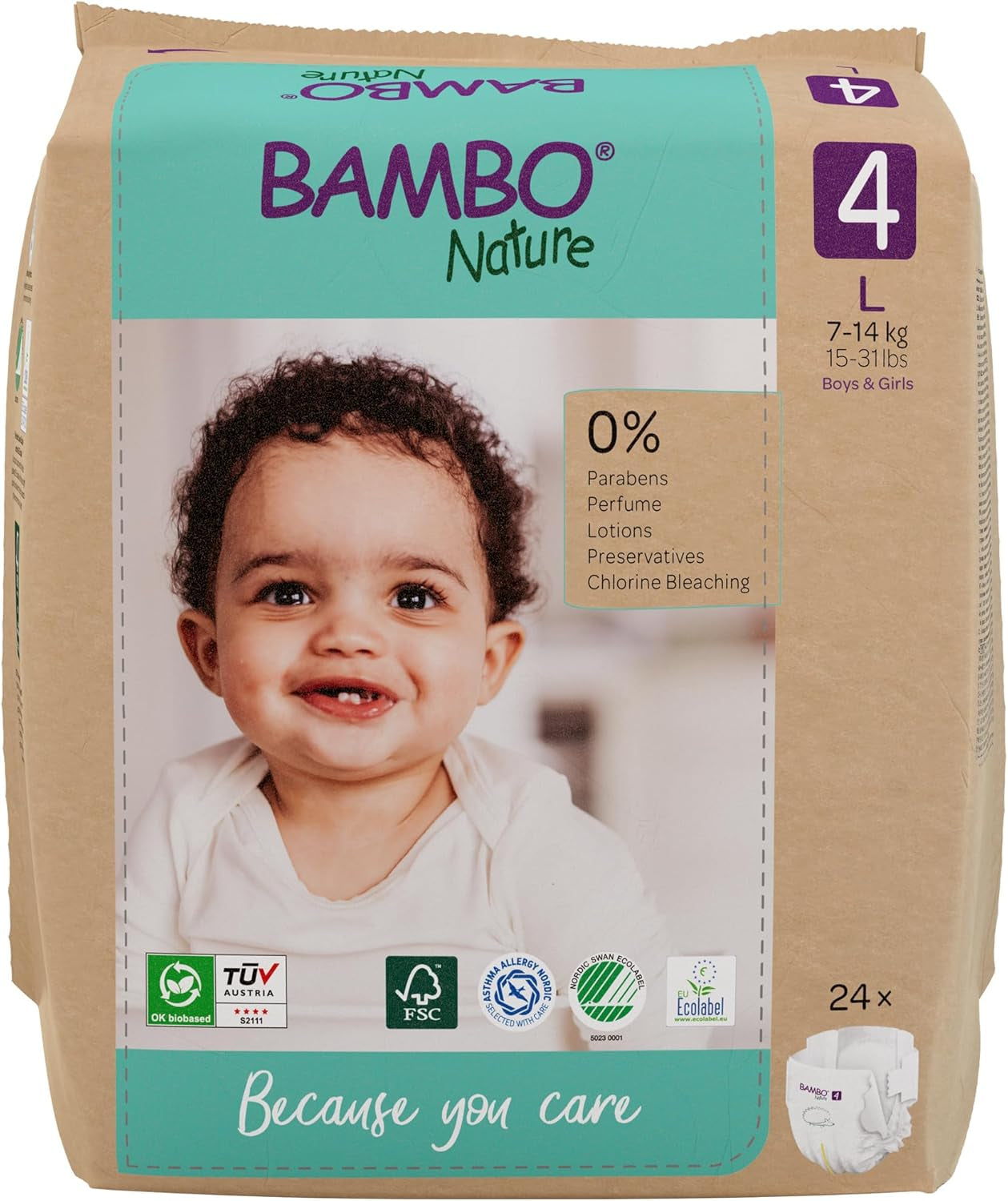 Bambo Nature Babywindeln, Größe 1 (2–4 kg), 132 Stück Monatsbox | Premium-Windeln mit verbessertem Auslaufschutz | Ultimativer Komfort und Freiheit für Neugeborene | Dermatologisch getestete Windeln