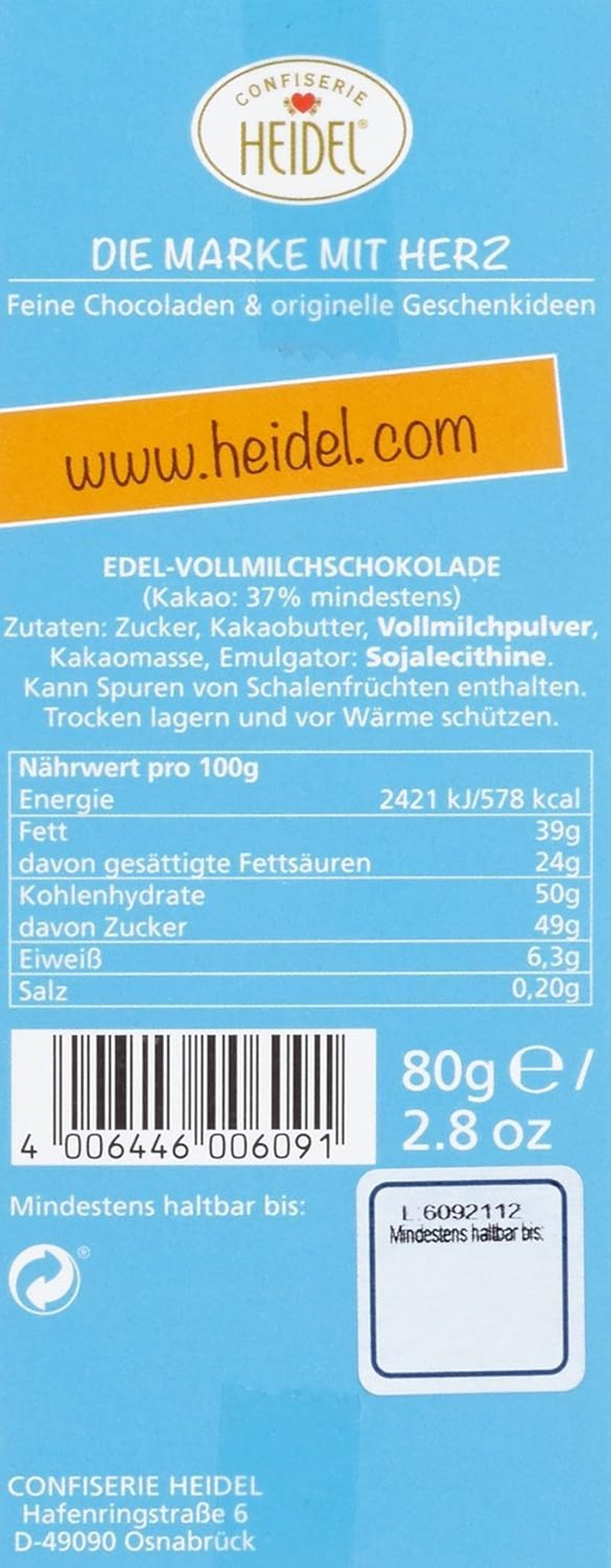 Heidel Thank You Milchschokoladentafeln 3x80g, 16 Minitafeln à 5g pro Packung, Verschiedene Dankesbekundungen, Exquisite Geschenkidee