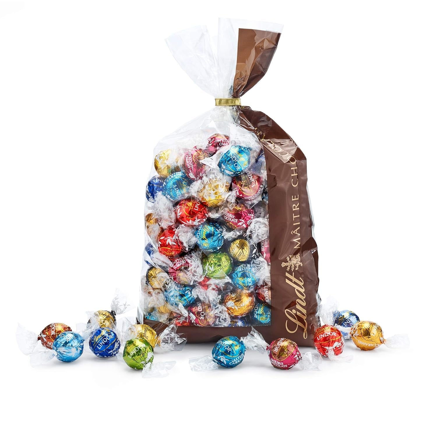 Schokoladenmischung LINDOR | 1371 g | Ca. 109 Kugeln: Klassische Mischung für Milchschokoladenkugeln und LINDOR | Ca. 80 Schokokugeln (Milch, Weiß, Zartbitter 60 %, Haselnuss) | Großpackung, 1 kg