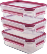 Emsa 515585 Lebensmittel-Clip & Verschluss | 3-teiliges Set | Kunststoff | transparent / grün | 0,55 / 1 / 2,2 Liter Frischhaltedosen Naty Shop Himbeere 0,55 L