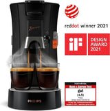 PHILIPS Senseo Select Kapsel-Espressomaschine mit Auswahl der Kaffeeintensität und Memory-Funktion, aus recyceltem Kunststoff, Farbe: Schwarz (CSA240/60)
