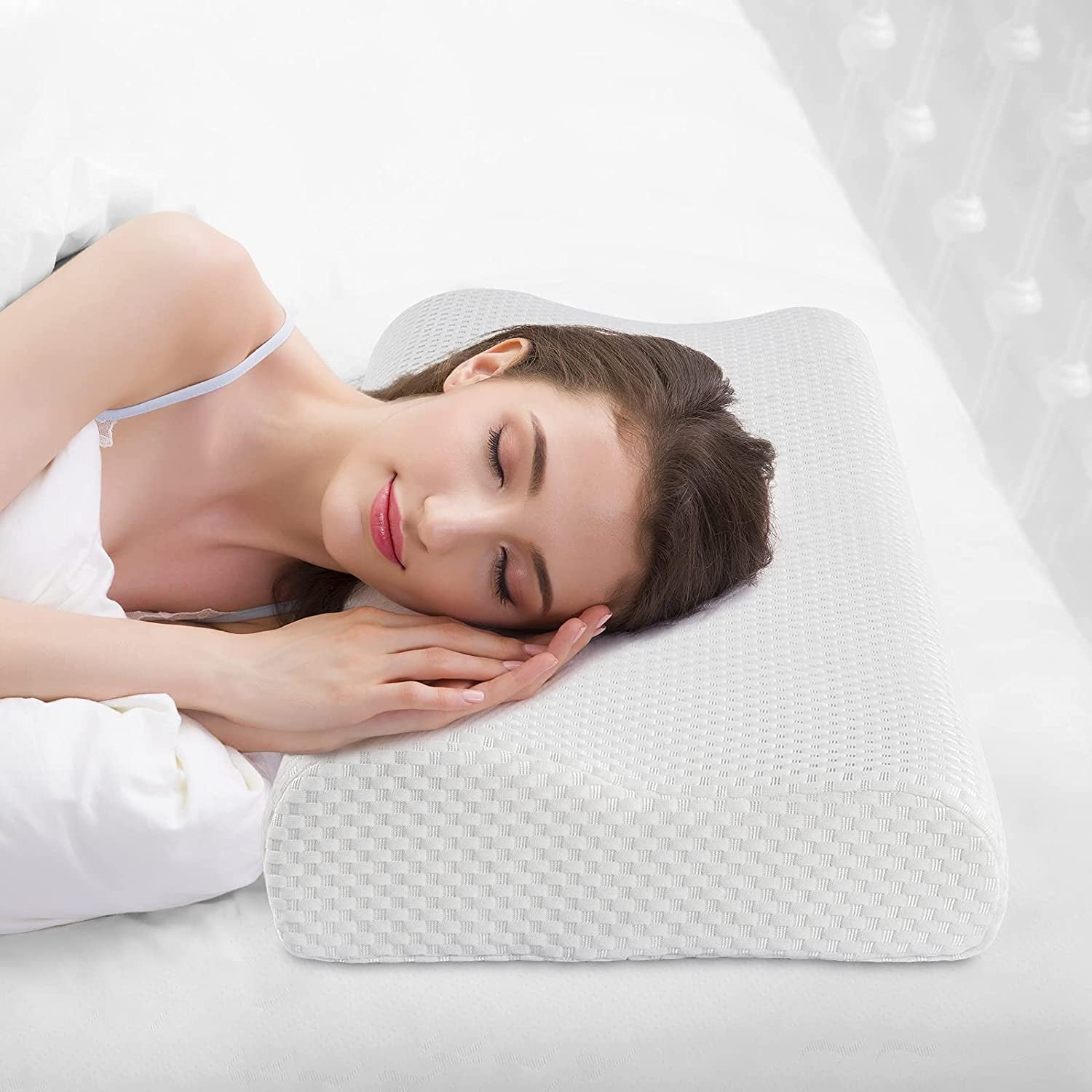 Findigit Gesundheitskissen Memory Foam-Kissen Orthopädisches Nackenstützkissen für Seiten- und Rückenschläfer Ergonomisches Halswirbelsäulenkissen (60 x 35 x 11/9 cm) Naty Shop J60 Orthopädische Nackenkissen 60 x 35 x 11/9 cm