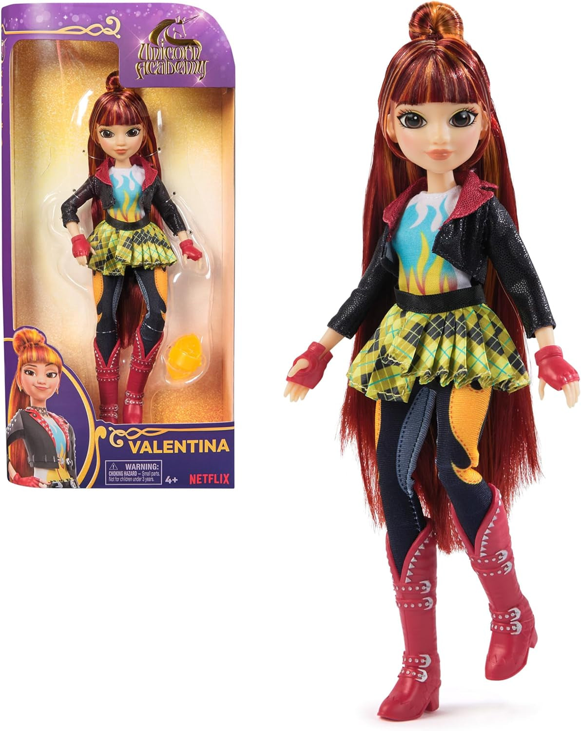 Einhorn-Akademie-Valentina-Puppe – die Originalpuppe aus der beliebten Netflix-Serie, ist 24 cm groß und verfügt über 5 Zubehörteile für fantasievolles Rollenspiel, für Kinder ab 4 Jahren