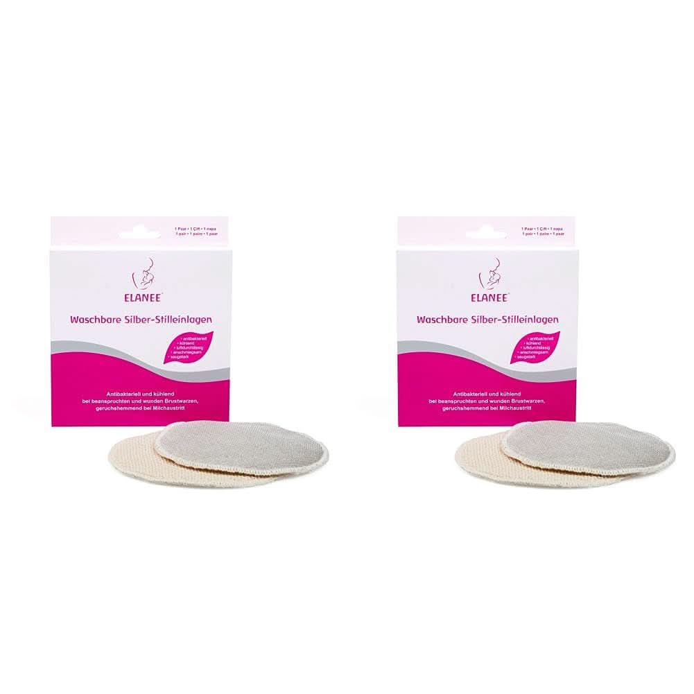 ELANEE Stilleinlagen, silber, antibakteriell und waschbar – Weiches und erfrischendes Essen und Stillzubehör Bebe Naty Shop 2 Stück (2er Pack)