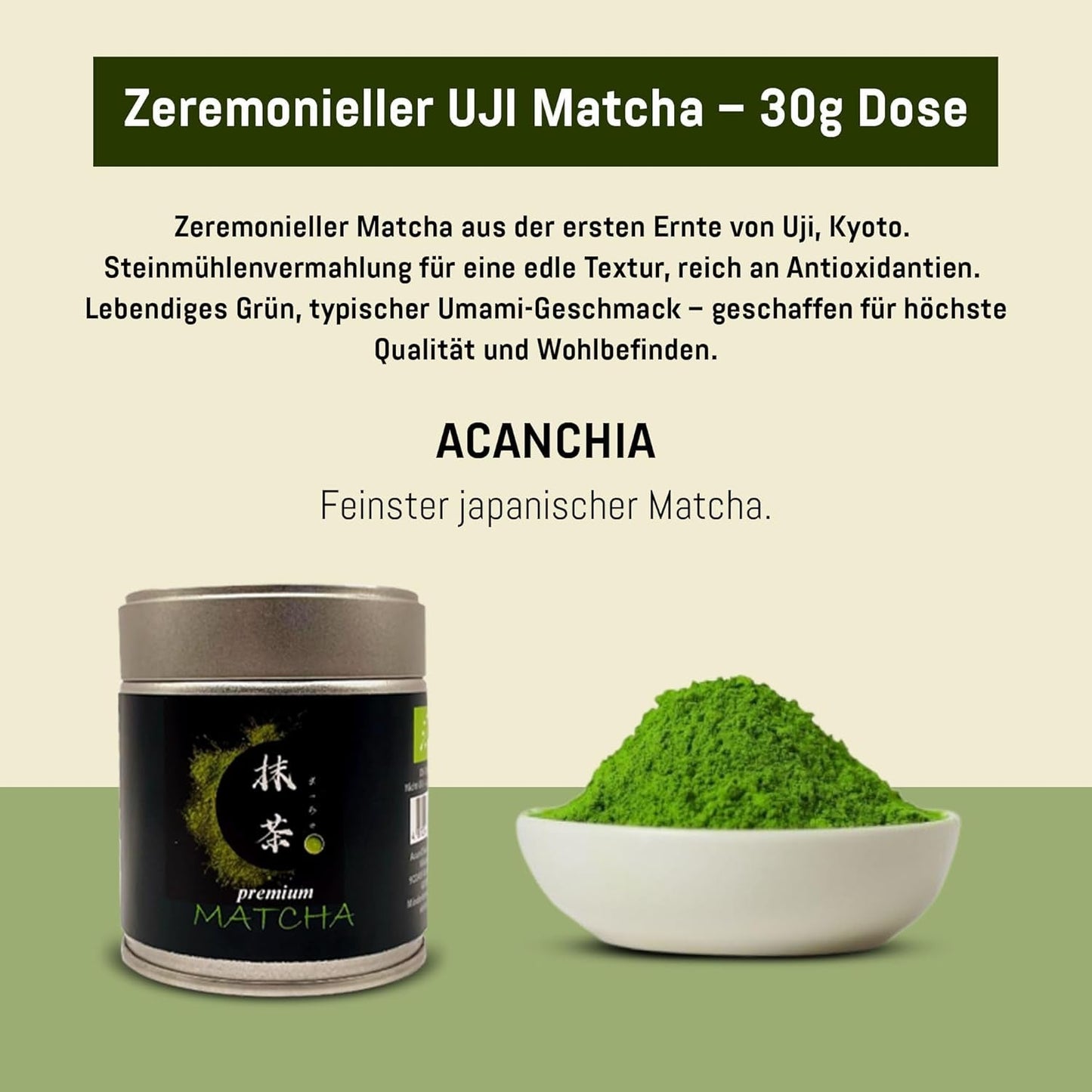 UJI in Zeremonienqualität – 30-g-Box – Bio – 100 % japanischer Matcha – erste Ernte – reiner Matcha – gemahlen