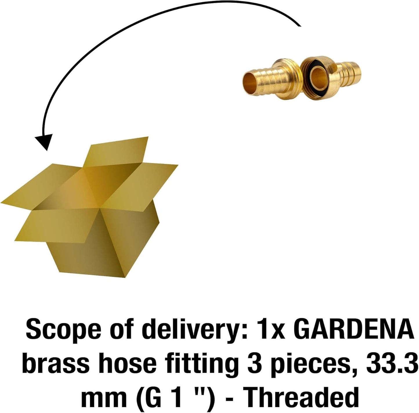 Gardena Messing-Schlaucharmatur, 3-teilig: Schlauchverlängerungsarmatur, 33,3 mm (G 1 Zoll) Gewinde, für 19 mm (3/4 Zoll) Schläuche (7152-20)