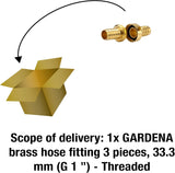 Gardena Messing-Schlaucharmatur, 3-teilig: Schlauchverlängerungsarmatur, 33,3 mm (G 1 Zoll) Gewinde, für 19 mm (3/4 Zoll) Schläuche (7152-20)