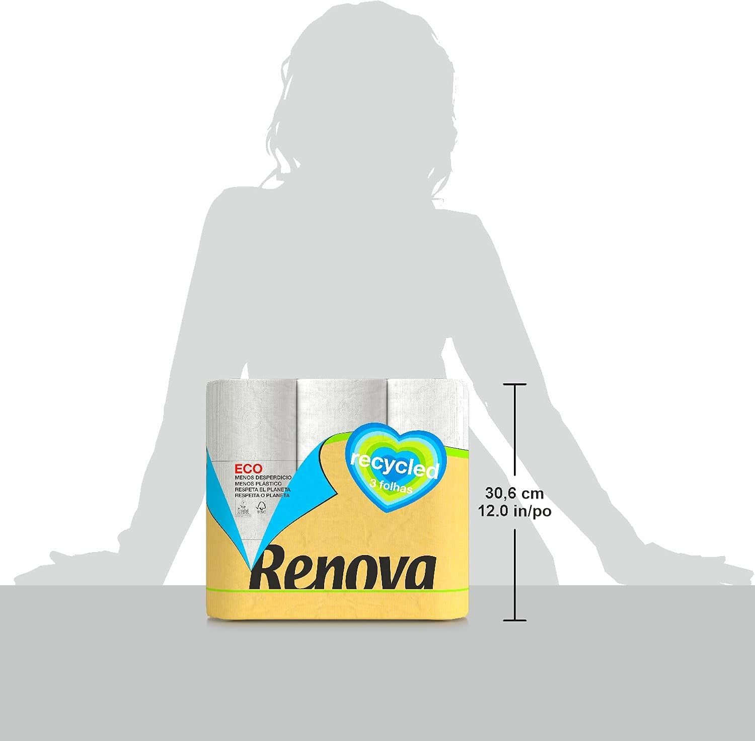 Renova 100 % RECYCLED Toilettenpapier 9 Rollen, weiß, normal