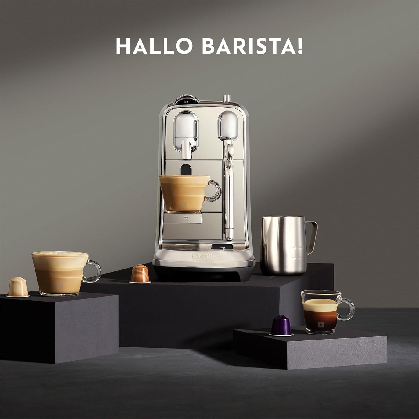 Espressomaschine mit Nespresso SNE800 Creatista Plus Kapseln von Sage, mattschwarz