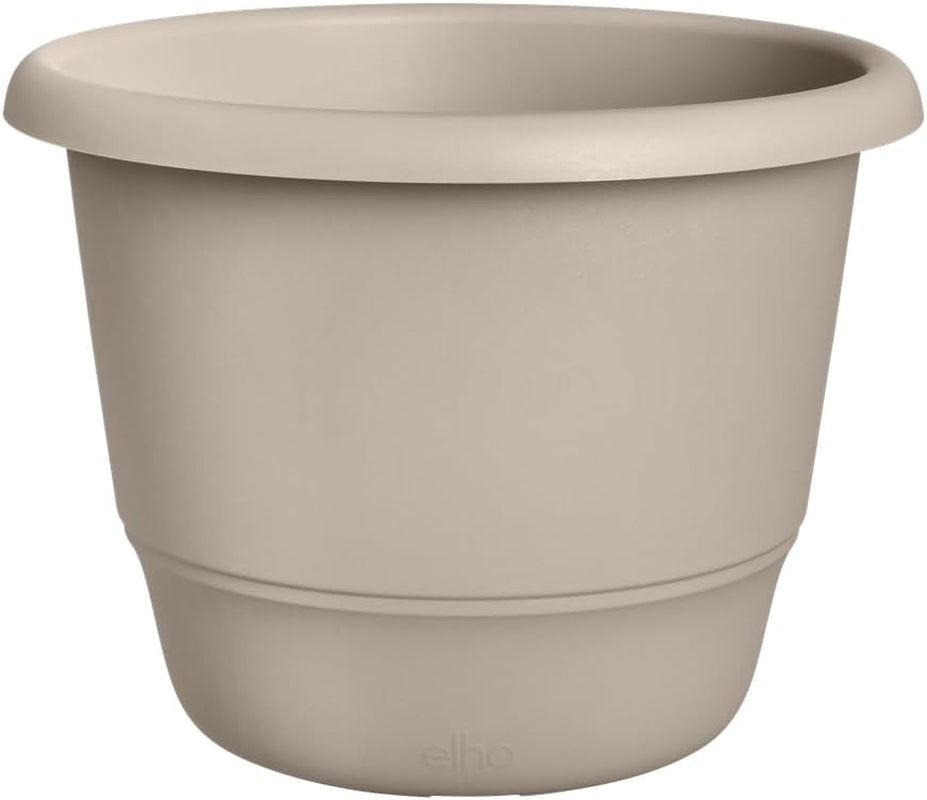 elho Amiga Round 30 – Blumentopf für drinnen und draußen – 100 % recycelter Kunststoff – Ø 29,5 x H 20,2 cm – Beige/Pilzbeige