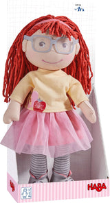 HABA AVA Puppe, 30 cm große Puppe mit Brille, weiche Puppe für Kinder ab 18 Monaten