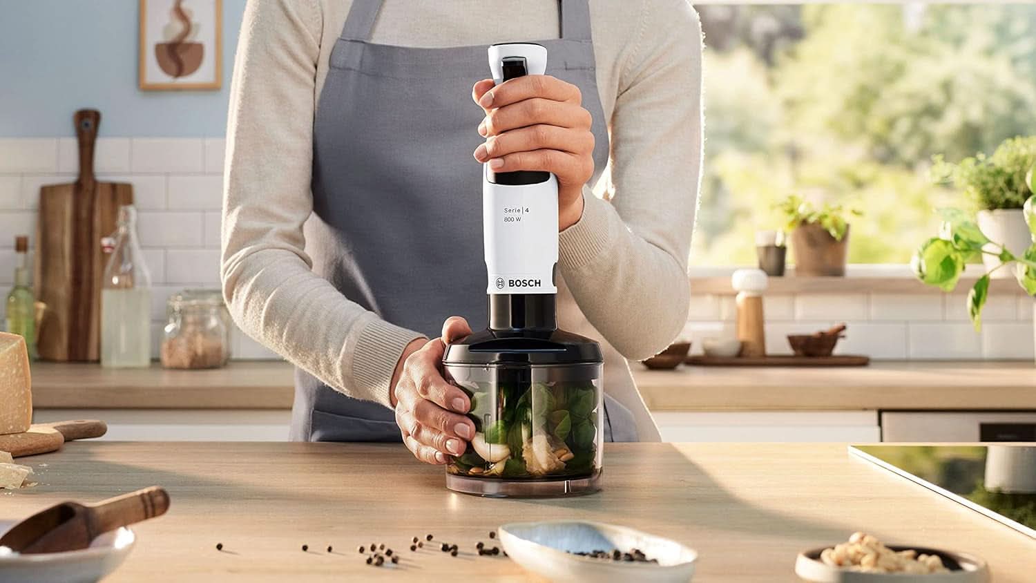 , Stabmixer, Ergomaster Serie 4, 800-Watt-Motor, Geschwindigkeitsregler, Quattroblade Kitchen Naty Shop