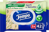 Tempo „Gentle & Sensitive“ feuchte Toilettentücher – Megapack – 16 Packungen à 42 Tücher – Duo-Packs – Natürliche Aloe Vera – Hygienepapier, dermatologisch getestet, hautneutral