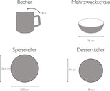 CreaTable, 22582, SAMBA-Serie, 16-teiliges Geschirrset für 4 Personen, Kombiservice aus Porzellan, spülmaschinen- und mikrowellenfest, hochwertige Herstellung