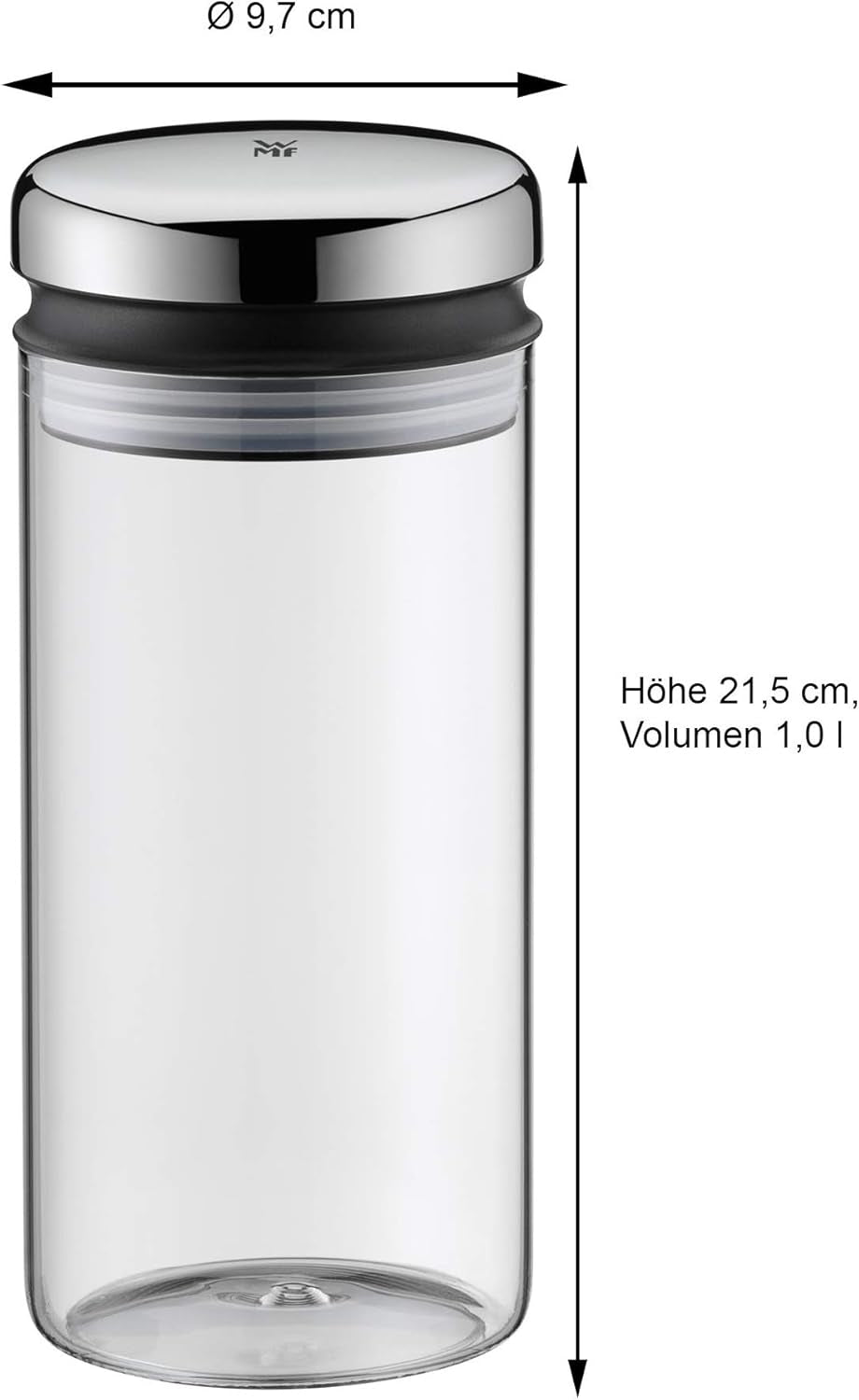 WMF Barista Sirup-/Honigspender 240ml, Vorratsdose & Depot aus Glas 1l, Höhe 21,5 cm, Vorratsdose mit Deckel, Kaffeebohnenbehälter, Müslidose, Frischhaltedose mit großer Einfüllöffnung Frischhaltedosen Naty Shop