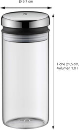 WMF Barista Sirup-/Honigspender 240ml, Vorratsdose & Depot aus Glas 1l, Höhe 21,5 cm, Vorratsdose mit Deckel, Kaffeebohnenbehälter, Müslidose, Frischhaltedose mit großer Einfüllöffnung Frischhaltedosen Naty Shop
